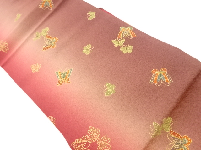 JAPANESE NAGOYA OBI / CHIRIMEN / KINSAI / BUTTERFLY